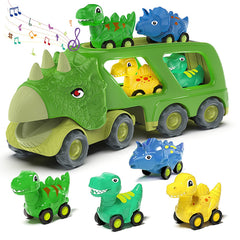 Veslier dinosaur truck with friction pullback for durable, engaging play.