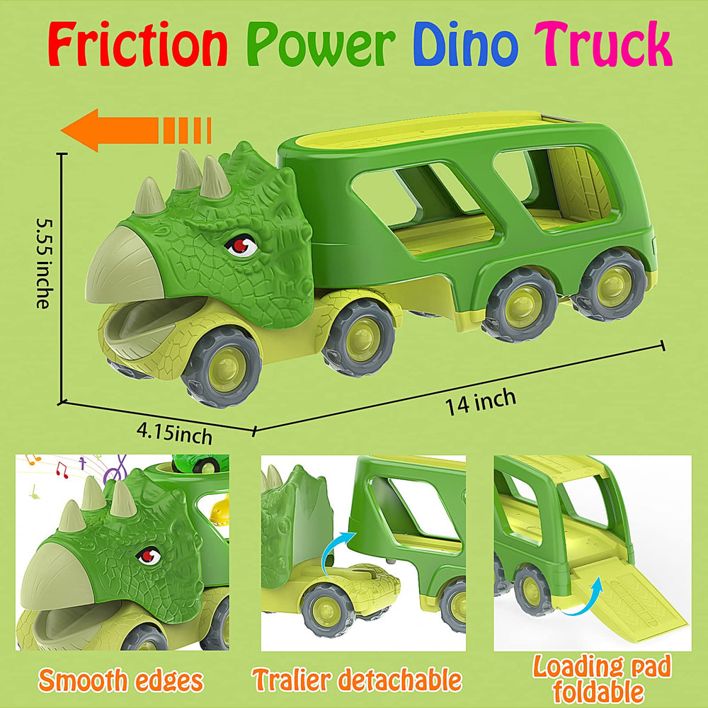 Veslier push-and-go dino truck for effortless, grab-and-go play.