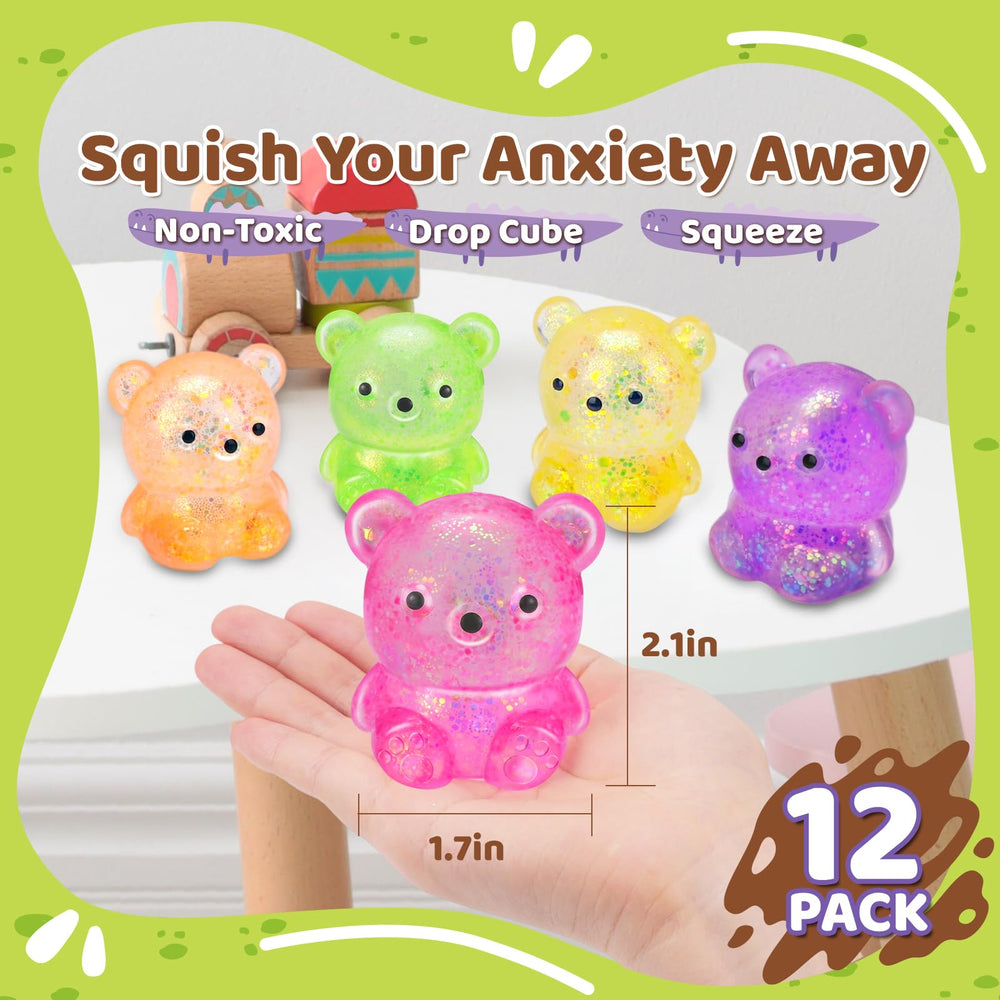 VESPRO bear stress balls in assorted colors held in hand for pocket-sized relaxation