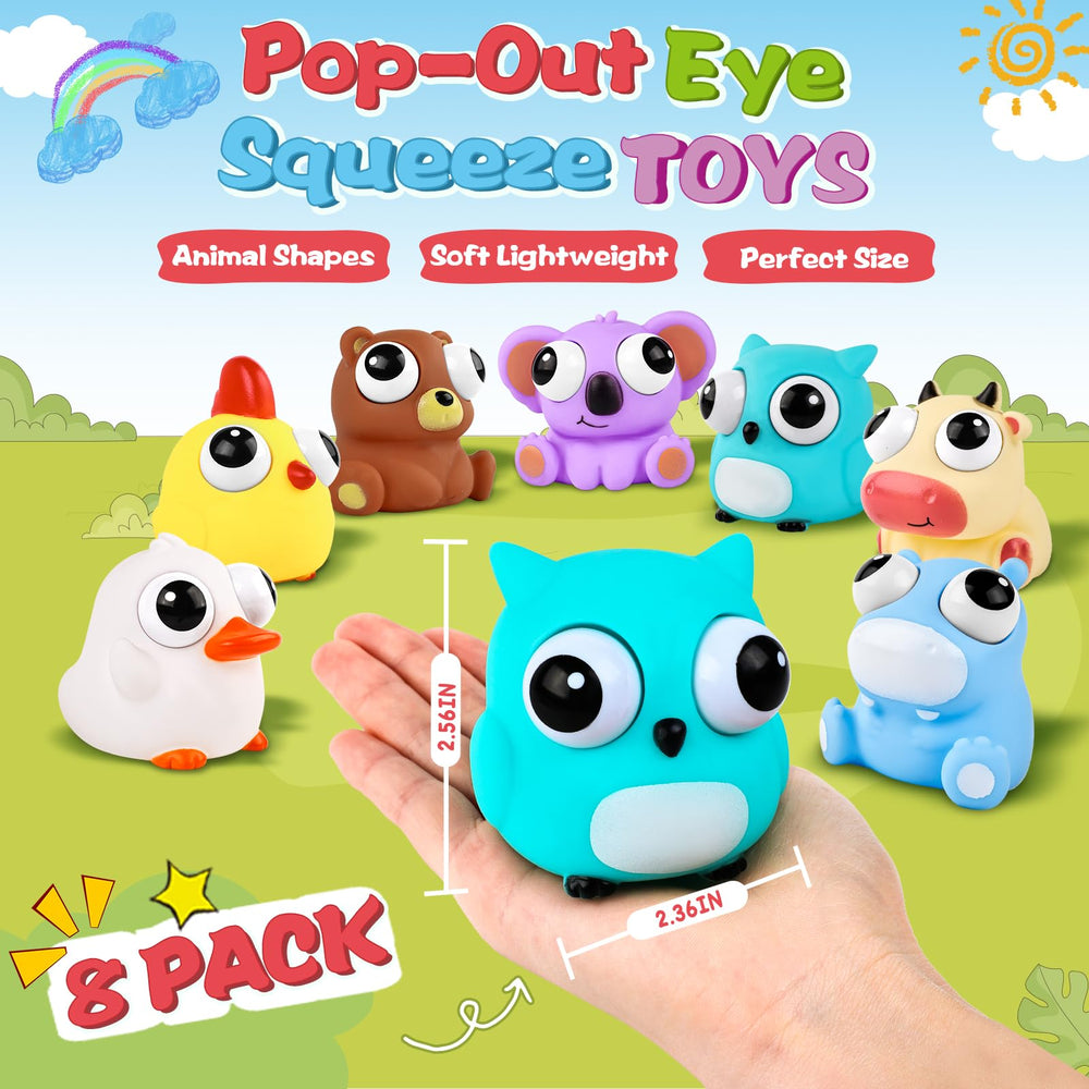 VESPRO 8-pack bear squishy with popping eyes for fidgeting and focus