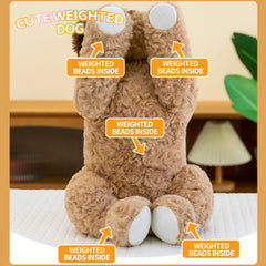 VETENSO dog plush on a desk, a calm, focus-friendly companion.