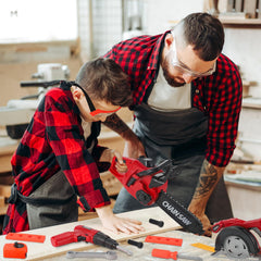 Vextronic electric toy drill with interchangeable bits for versatile pretend play