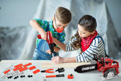 Vextronic tool box stores the 36-piece set for organized play