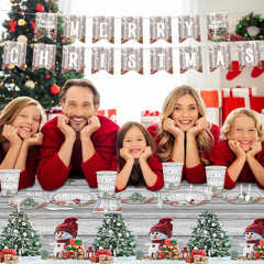 VHUWE Merry Christmas banner adds festive atmosphere to gatherings.