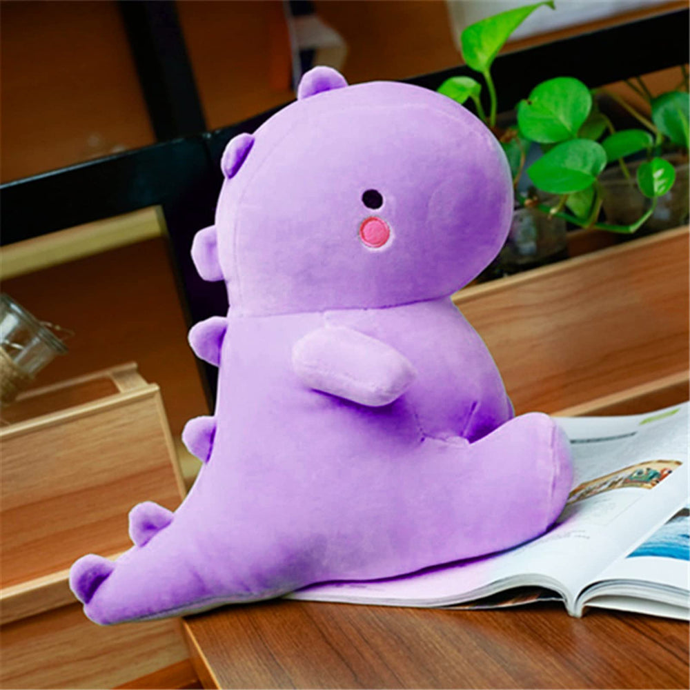 Close-up of VHYHCY purple dinosaur plush, ultra-soft texture