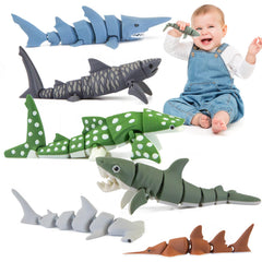 Viabty 6-piece shark figurines for bath time, engaging tactile play and imaginative ocean exploration.