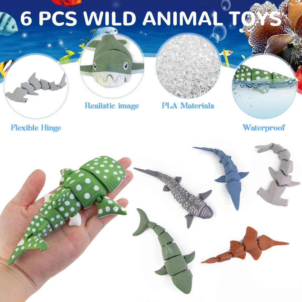Viabty tiger shark figurine’s poseable hinge offers flexible, mess-free play sessions.