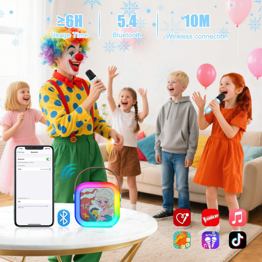 VibeHaven Frozen karaoke machine with voice changers sparks imaginative performances.