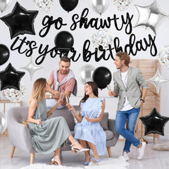 Vibzox 10in black star foil balloons for standout décor