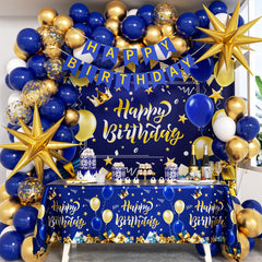 Vicduotex blue-gold birthday balloons add festive color and photo-ready charm.