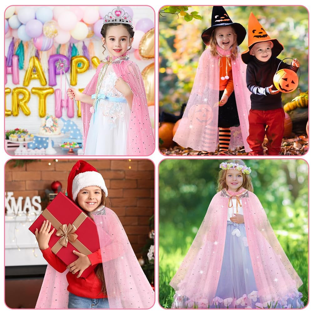 Vicloon princess cape set bag stores accessories for organized pretend play