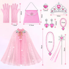 Vicloon princess cape set crown tiara adds a sparkling royal look for pretend play