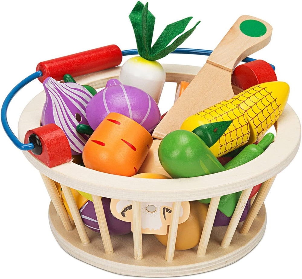 Victostar magnetic wooden cutting set with colorful vegetables for imaginative play.