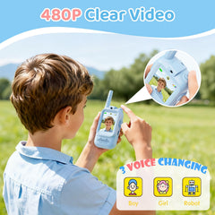 Video Walkie Talkies for Kids outdoor range up to 400 meters for adventures.