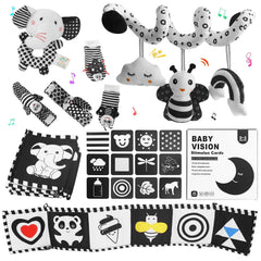 VIESMUMU high-contrast car-seat toy for newborns, supports visual engagement during rides
