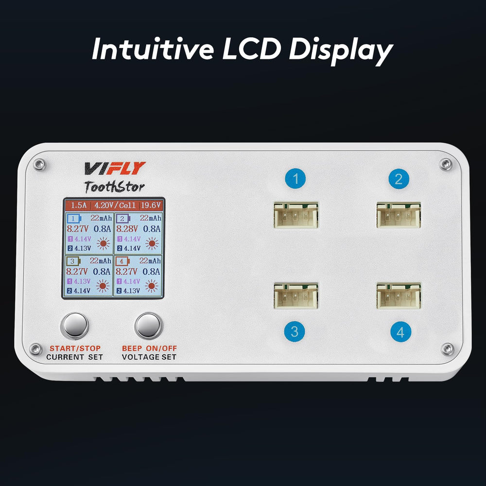 VIFLY ToothStor color LCD display shows charging status clearly.