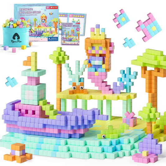 VigorFun 116pcs magnetic blocks kit for imaginative building and color learning