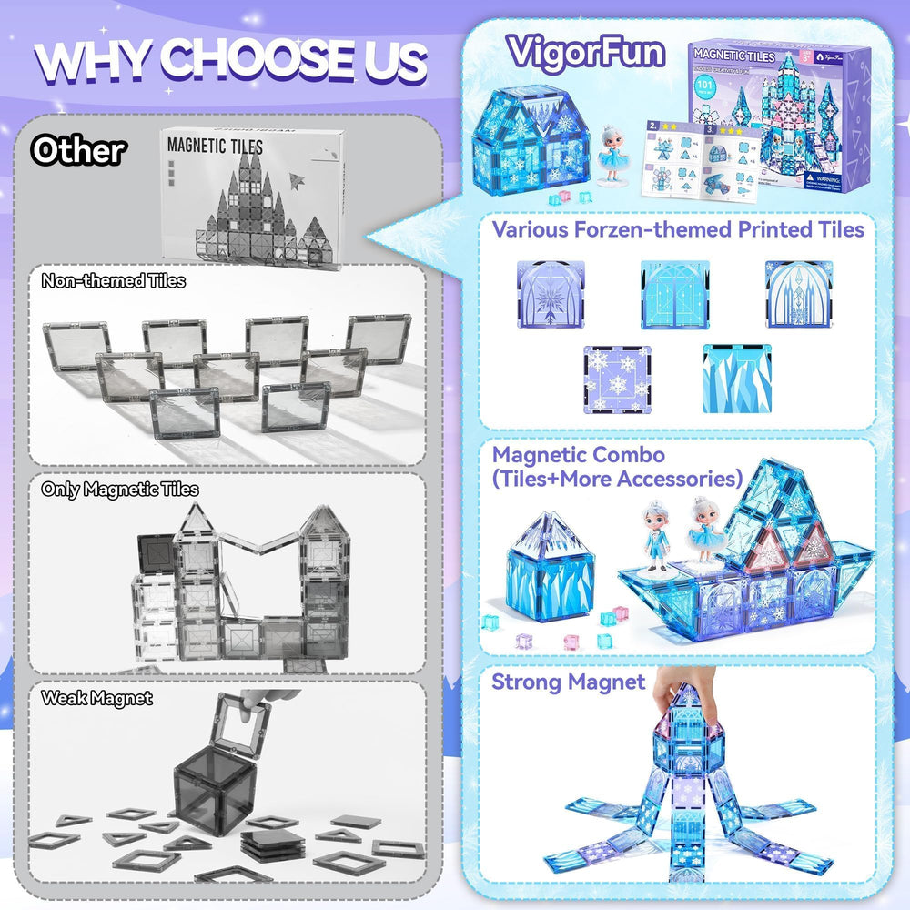 VigorFun Snowflake tile designs spark color and shape recognition.