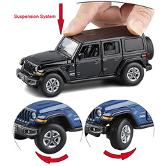 VIIGER Wrangler Sahara headlights and tires showcase precise finish for collectors and kids.