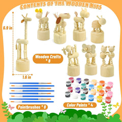 Vileafy movable wooden animals with twistable limbs for interactive art.