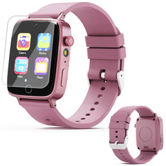 Vilicert Kids Games Watch pink front view, bright display for interactive learning.
