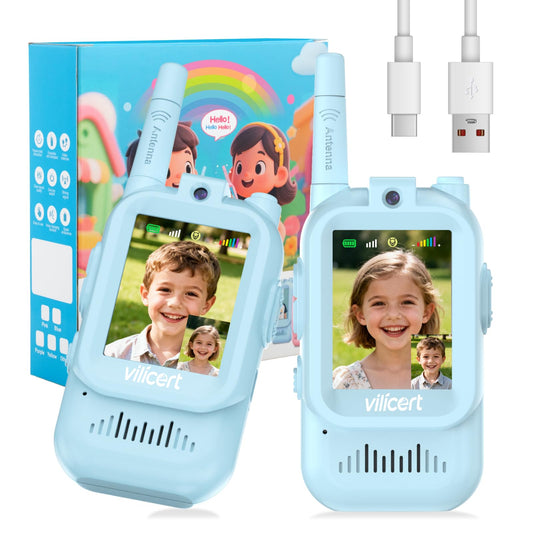 Vilicert video walkie talkies front view for kid-friendly real-time communication.
