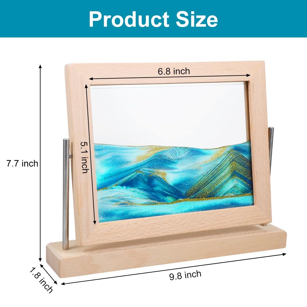 Vindar Dynamic Sand Art Picture rotation closeup, evolving landscapes inspire creativity.