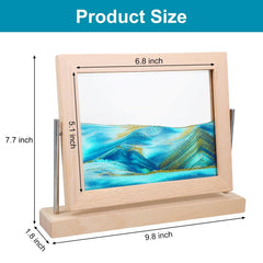 Vindar Dynamic Sand Art Picture rotation closeup, evolving landscapes inspire creativity.
