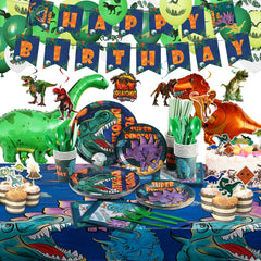 Vinfo dinosaur plates showcasing bright colors for kids' birthday celebrations.