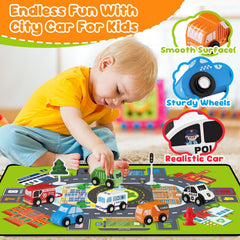 Vinkp double-sided playmat with city and countryside scenes for storytelling