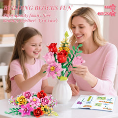 VINTOP Flowers Bouquet Building Set yellow roses showcases bright, long-lasting craft decor.