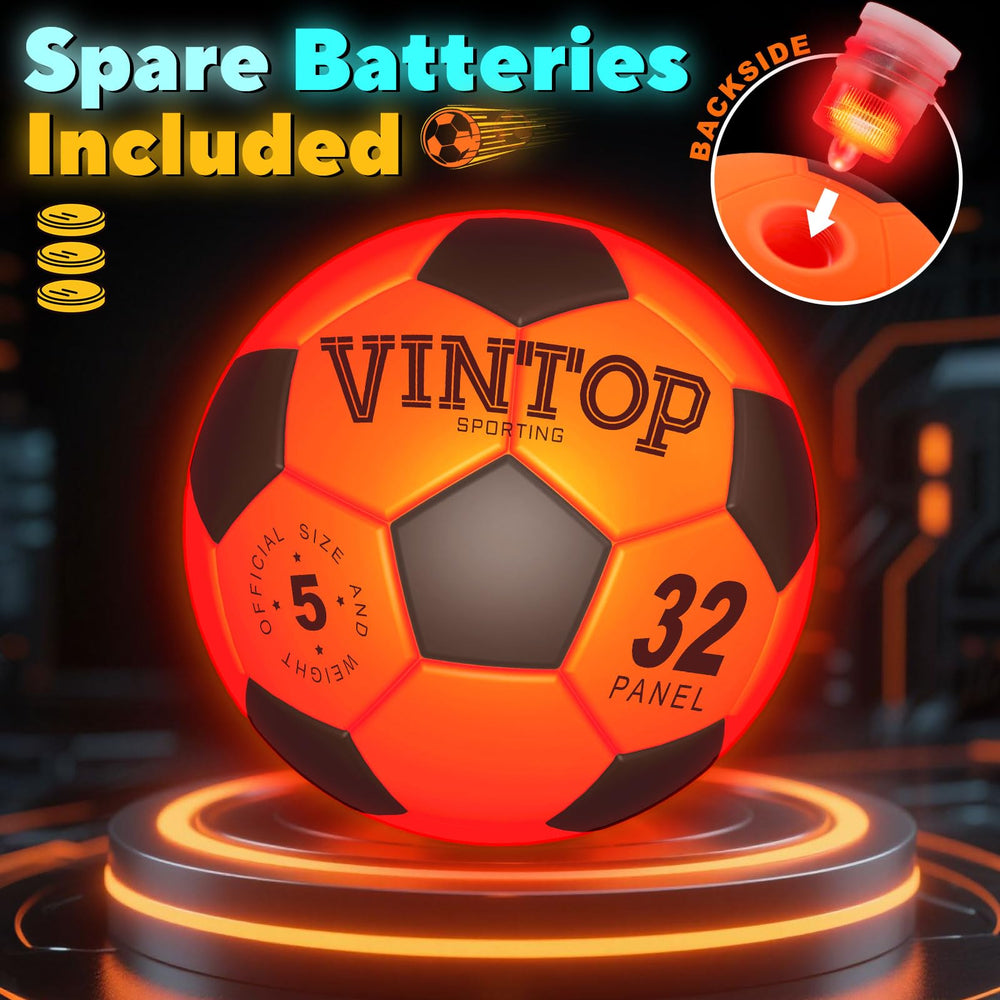 VINTOP glow soccer ball textured PE surface enhances grip.