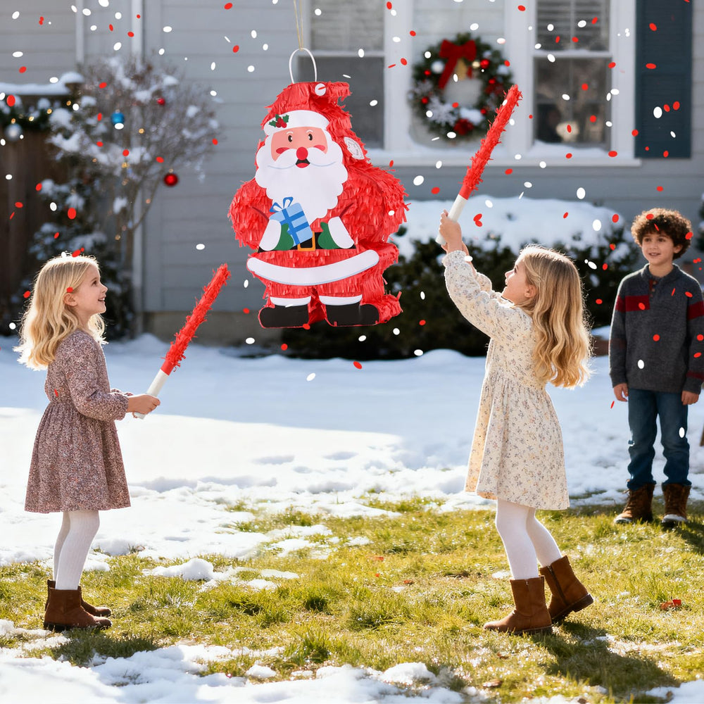 VinTS Santa Piñata party scene with family celebration.