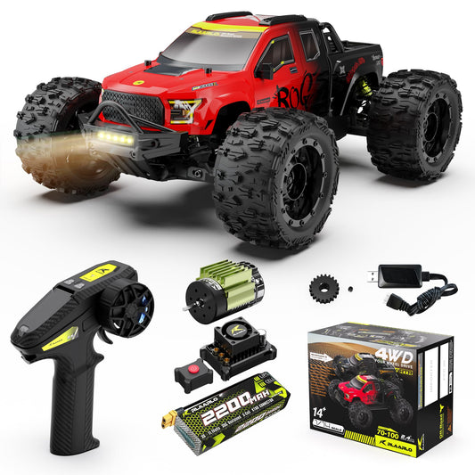 VIRCAS 1/14 brushless RC truck front view highlighting speed-ready design