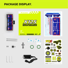 VIRCAS brushless RC car packaging and included tools for setup.