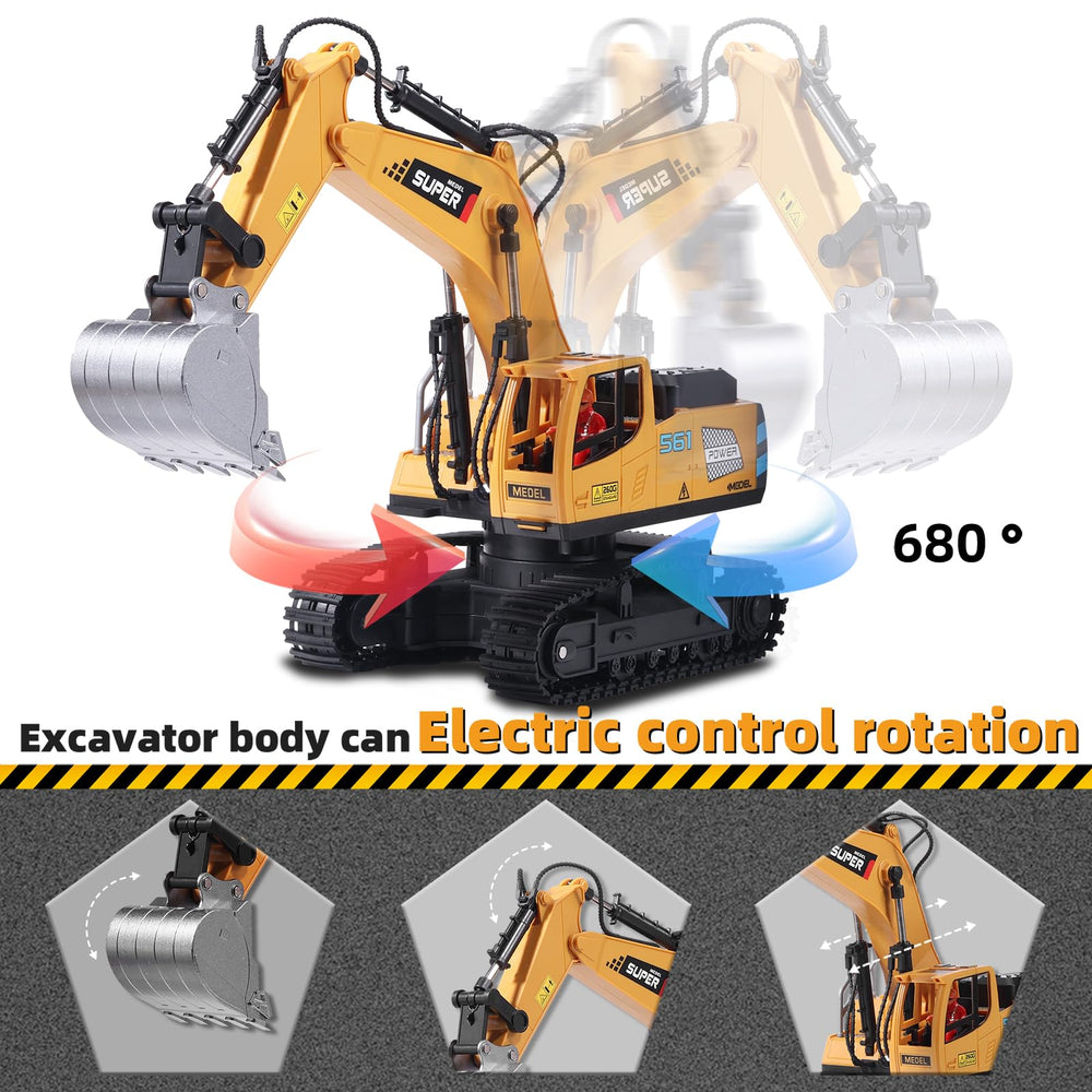 ViRockSign excavator with LED lights for enhanced night play.