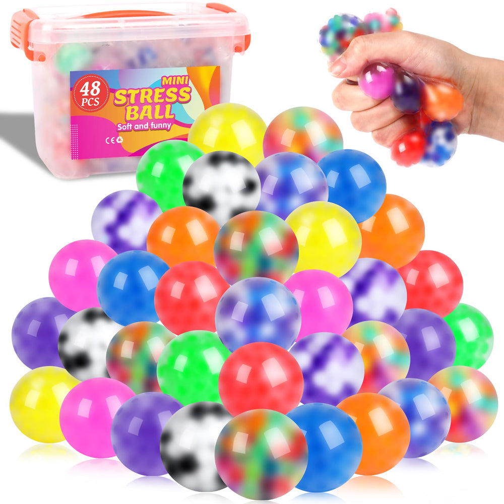 Viscoo 48-pack stress balls in vibrant colors for portable stress relief.