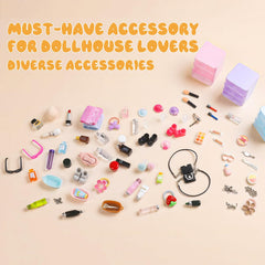 VITASY dollhouse bathroom scene with toiletries showcases a vivid, living atmosphere.