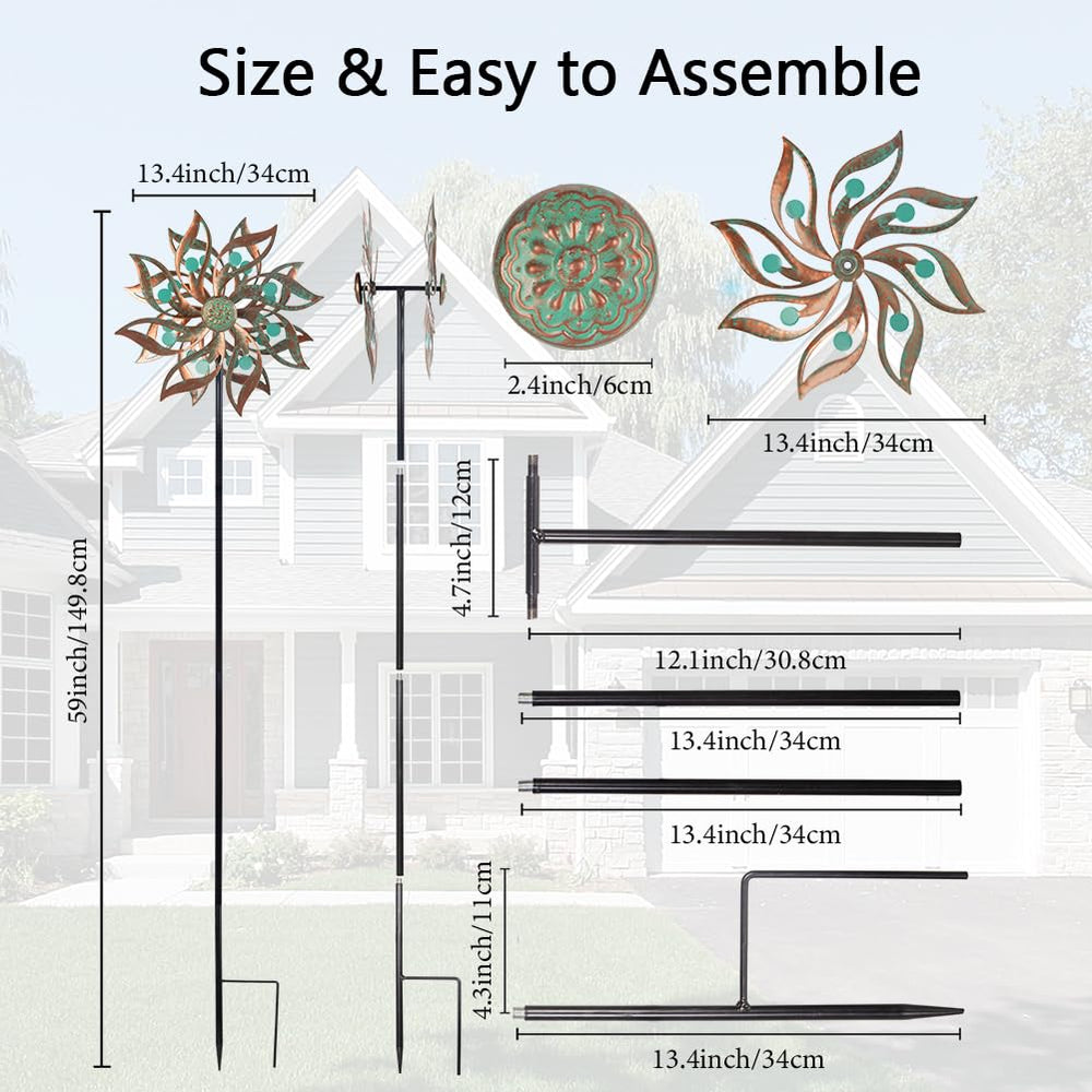 Viveta spiral wind spinner shows easy installation in any lawn
