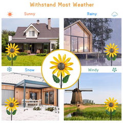 Viveta sunflowers spin in opposite directions for captivating yard decor
