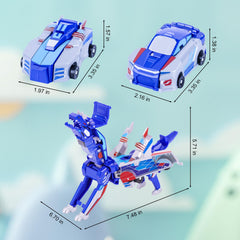 Vixiwi collision transforming dinosaur car blue side view for shared play.