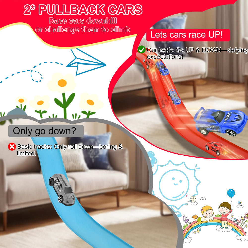 Vlkslasy 1/50-scale compatible cars race smoothly on this versatile ramp.