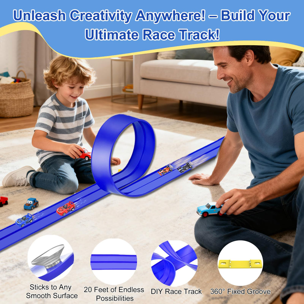 Vlkslasy flexible track with suction cups secures on windows and tables.
