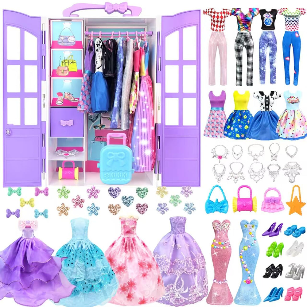 VLUSSO doll closet open for organized storage of outfits