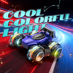 Vmiya blue RC car performs a 360° spin for dramatic tricks