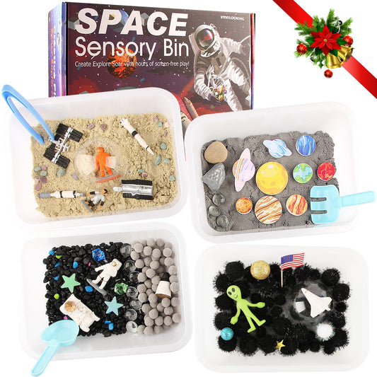 VMNlooking Space Bin with nine planets enhances tactile exploration.