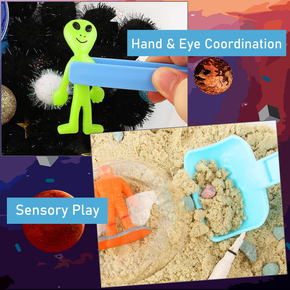 VMNlooking Space Bin tools set supports fine motor tasks and counting activities.