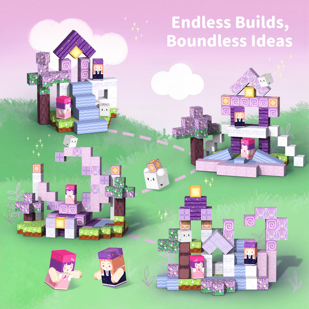 VNLINA castle with characters and trees sparks imaginative world-building.