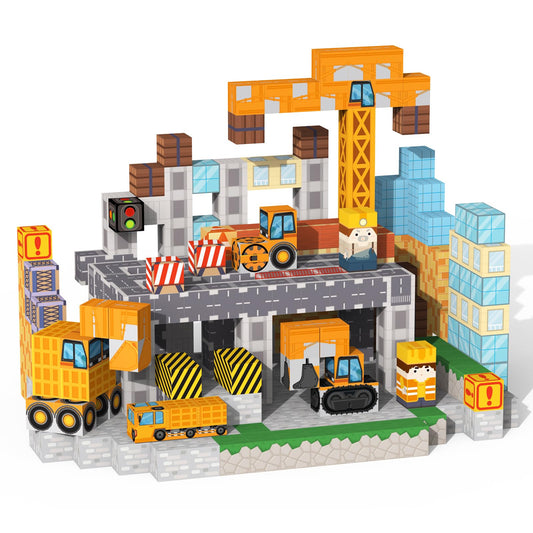 VNLINA magnetic blocks city play scene highlighting roads for imaginative construction play