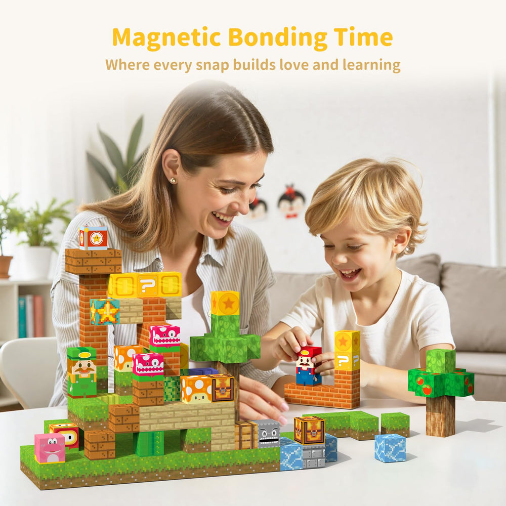 VNLINA Magnetic Blocks fine motor practice through precise tile handling